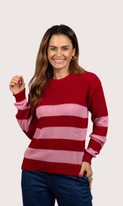 Suéter Feminino Adulto Listrado 1870
